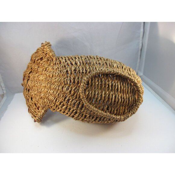 Vintage Woven Wicker and Wood Turkey Basket - Picture 7 of 12